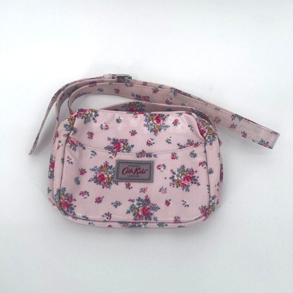 Original Cath Kids London Floral Print Vinyl Crossbody Bag Adjustable Strap